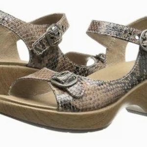Dansko Joanie mid heel reptile print sandal 37 7